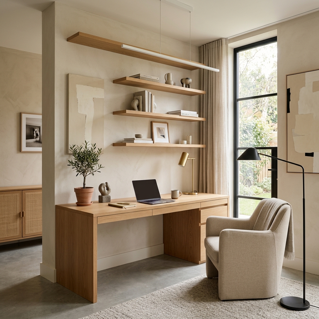 Luxury residential study room interior design by Space Artisans